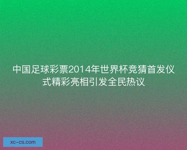 中国足球彩票2014年世界杯竞猜首发仪式精彩亮相引发全民热议